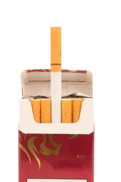 Red pack cigarette isolated on white background Stock Photos