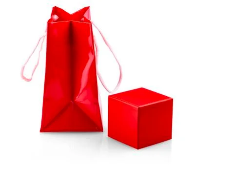 The red package and gift box on white Stock Photos