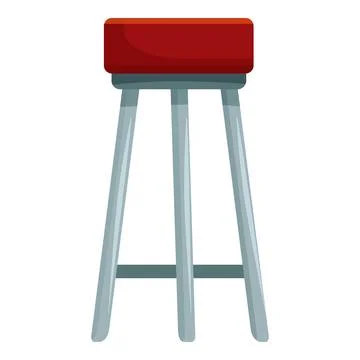 Red padded bar stool standing on three legs Illustrazione stock