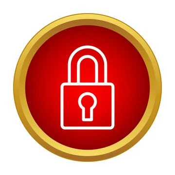 Red padlock icon symbolizing data security and privacy Illustrazione stock