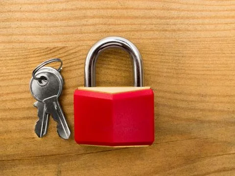 Red padlock with keys Stock Photos