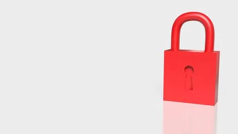 Red Padlock Security and Data Protection Concept 3d render. Stock Illustration