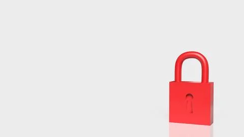 Red Padlock Security and Data Protection Concept 3d render. Stock Illustration