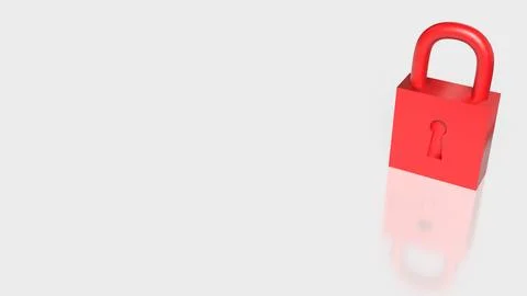 Red Padlock Security and Data Protection Concept 3d render. Stock Illustration