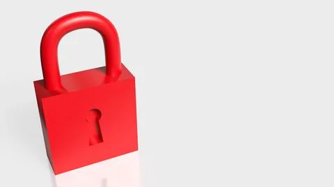 Red Padlock Security and Data Protection Concept 3d render. イラスト素材