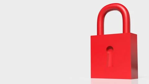 Red Padlock Security and Data Protection Concept 3d render. Stock Illustration