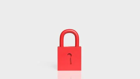 Red Padlock Security and Data Protection Concept 3d render. Stock Illustration