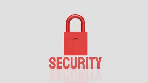 Red Padlock Security Concept on White Background 3d render. Stock Illustration