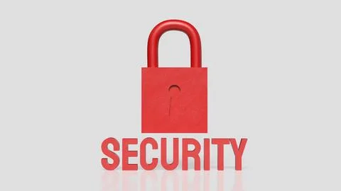 Red Padlock Security Concept on White Background 3d render. Stock Illustration