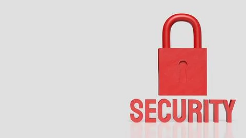 Red Padlock Security Concept on White Background 3d render. イラスト素材