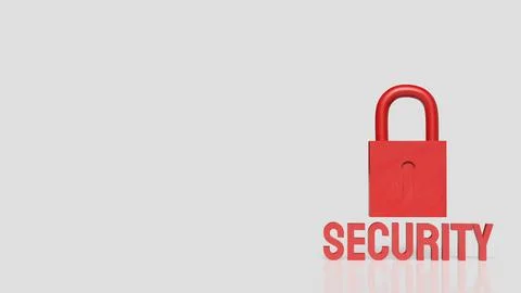 Red Padlock Security Concept on White Background 3d render. イラスト素材