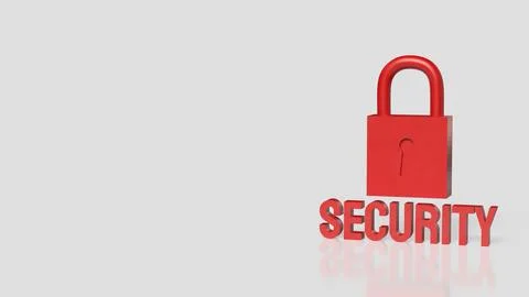 Red Padlock Security Concept on White Background 3d render. イラスト素材