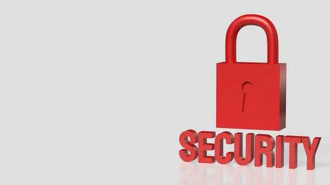 Red Padlock Security Concept on White Background 3d render. Illustrazione stock