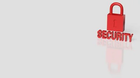 Red Padlock Security Concept on White Background 3d render. Stockillustratie