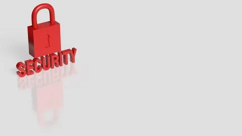 Red Padlock Security Concept on White Background 3d render. Illustrazione stock