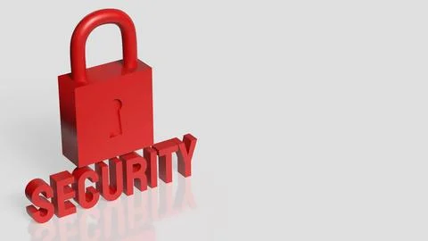 Red Padlock Security Concept on White Background 3d render. イラスト素材