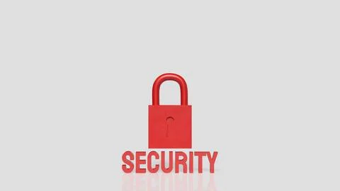 Red Padlock Security Concept on White Background 3d render. Illustrazione stock