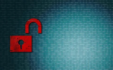 Red padlock unlock with digital screen Stock Illustration