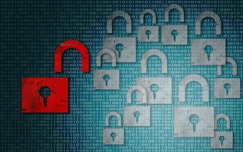 Red padlock unlock with digital screen Stock-Illustration