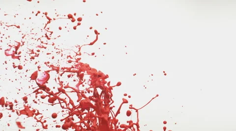 Red paint bouncing and making splash. Slow Motion. Stock Footage 51804114