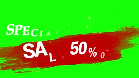 Red Paint Brush Stroke Overlay on Green Screen Background with Sparkling Video stock 338424422