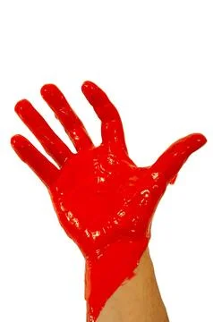Red paint on hand Stock Photos