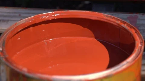 Red paint in a jar, close-up Video stock 88768938