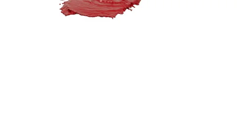 Red paint pouring on white in slow motion. Colored paint Stock Footage