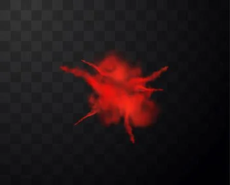 Red paint powder explosion or dust burst with smoke realistic vector Stock Illustration
