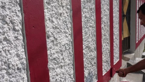 Red paint roller Stock Footage 346726234
