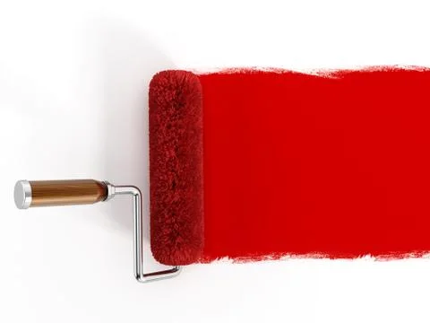 Red paint roller Stock Illustration