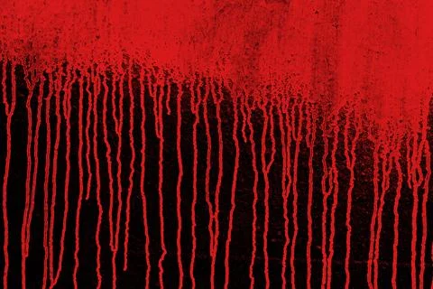 Red paint running down the black wall Stock Photos