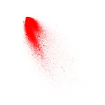 Red paint splash with drops on white backdrop Stock Photos
