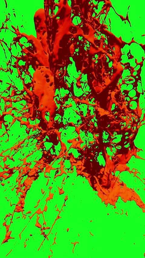 Red paint splash exploding on green screen background Stock Footage 345202503