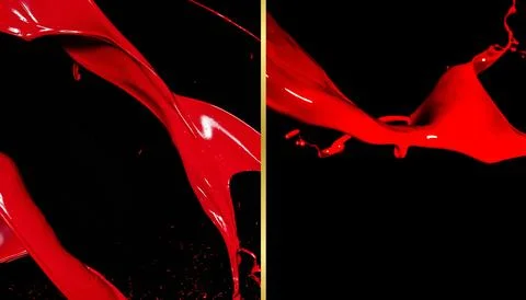 Red paint splash isolated on black background. Stock Illustration