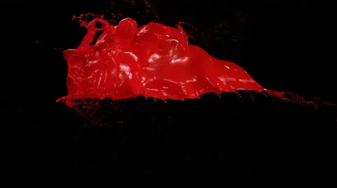 Red paint splash.  Slow Motion. Stock Footage 56696918
