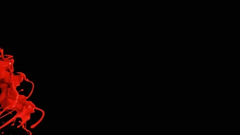 Red paint splash thrown in slow motion, liquid isolated on black (4K) Stock Footage 137111203