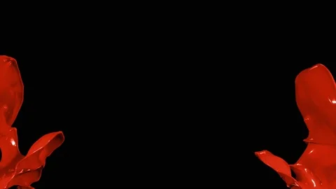Red paint splash thrown in slow motion, liquid isolated on black (4K) Stock Footage 137111455