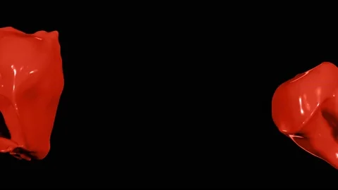 Red paint splash thrown in slow motion, liquid isolated on black (4K) Stock Footage 137111575