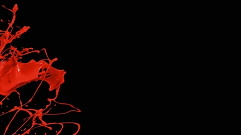 Red paint splash thrown in slow motion, liquid isolated on black (4K) Stock Footage 137111858