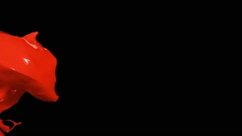 Red paint splash thrown in slow motion, liquid isolated on black (4K) Stock Footage 137112000