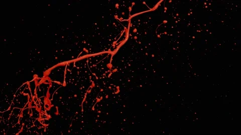 Red paint splash thrown in slow motion, liquid isolated on black (4K) Stock Footage 137112977