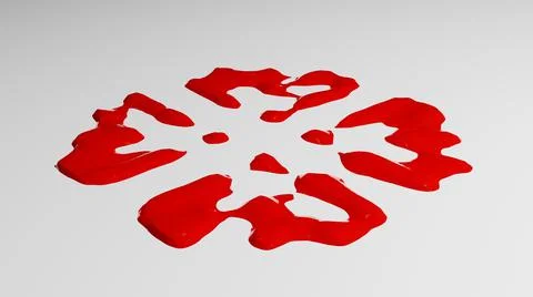 Red paint splashed on a white surface - 3d rendering - illustration Stock Illustration