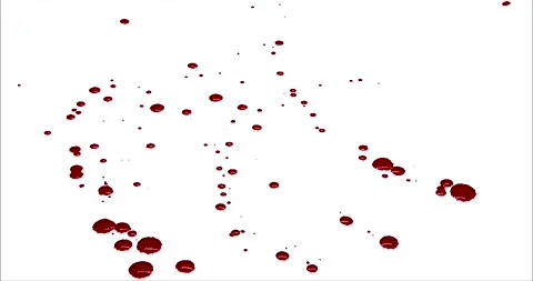 Red paint splashes on light white paper close-up Stock Footage 275351984