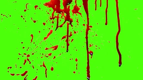 Red paint splatters and drips on a green Video stock 341742503