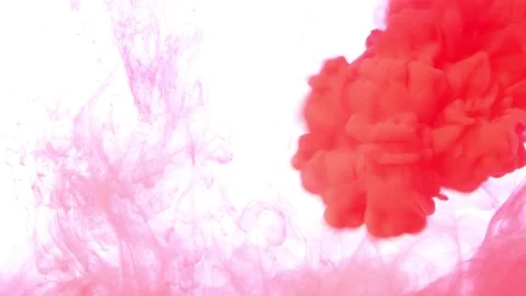 Red paint in water on a white background. Stock Footage 132315719