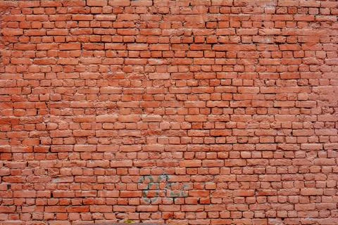 Red painted brick wall background Stock Photos