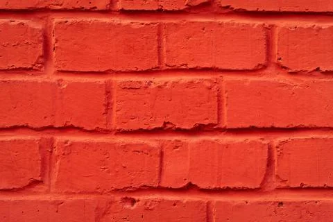 Red painted brick wall texture bg Stock Photos