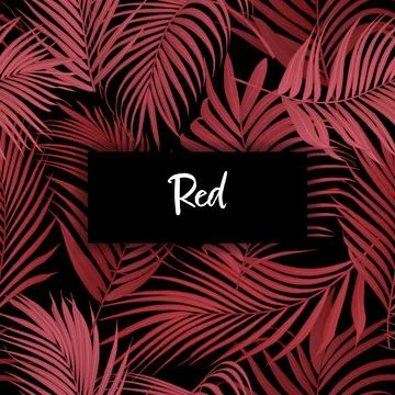 Red palm leaf vector seamless pattern イラスト素材