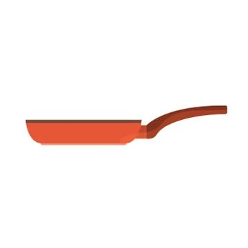 Red pan with brown handle. Vector image イラスト素材
